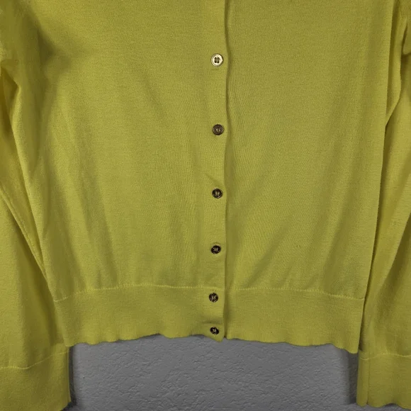 J. Crew Yellow Cardigan Sweater Size S Long Sleeve Button Up Crew Neck Cotton - Picture 6 of 15